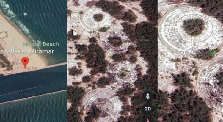 Misteriosos círculos gigantes en playa Miramar, Tamaulipas