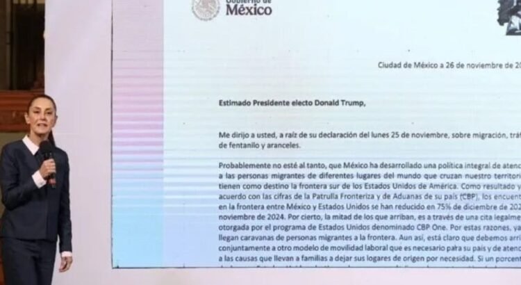 Sheinbaum responde a Trump: «Los aranceles no resolverán la migración ni el tráfico de fentanilo»