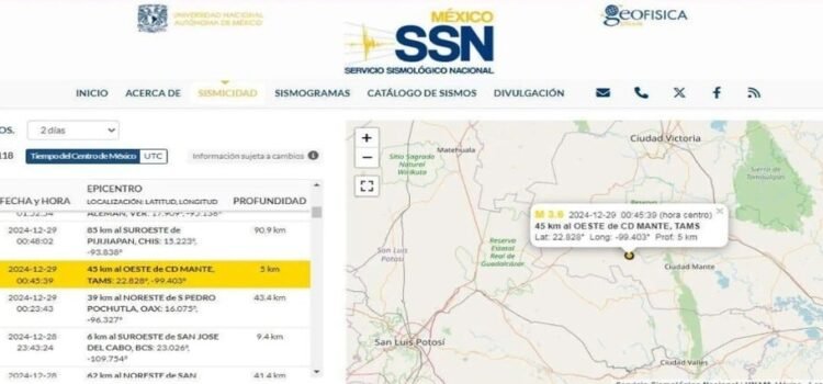 Se registró otro sismo en el estado de Tamaulipas