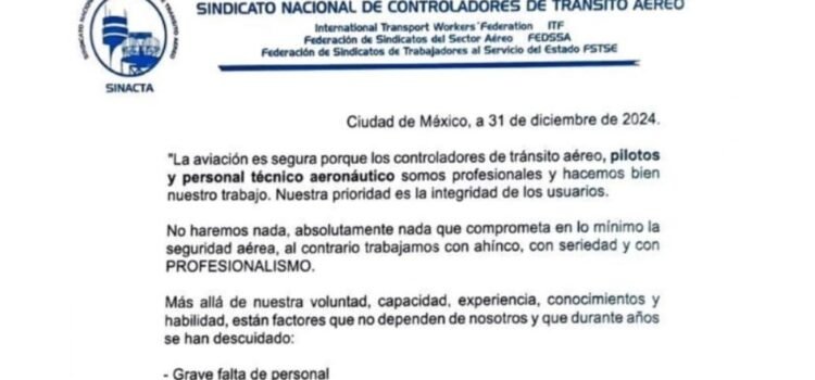 Controladores aéreos trabajan bajo protesta
