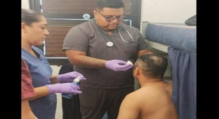Un policía de Tamaulipas resulto lesionado con su propia arma