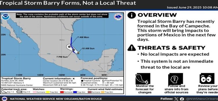 La tormenta tropical Barry avanza en el Golfo de México