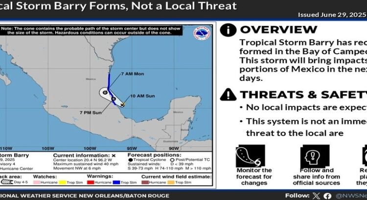 La tormenta tropical Barry avanza en el Golfo de México