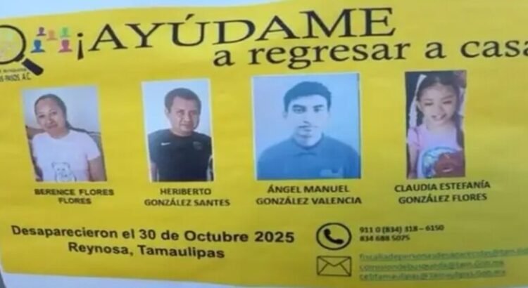 Familia desaparecida desde el 30 de octubre en Reynosa, Tamaulipas; fue encontrada sin vida Familia desaparecida desde el 30 de octubre en Reynosa, Tamaulipas; fue encontrada sin vida