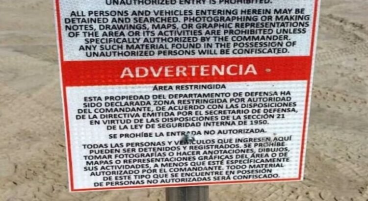 Extranjeros colocan señalamientos de “zona restringida” en Playa Bagdad en Tamaulipas